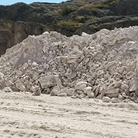 stockpile of pozzolanic tuff